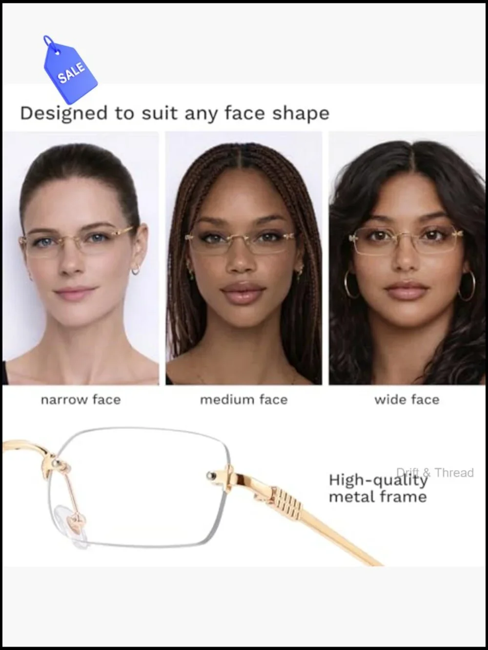 Lightweight Metal Frame Blue Light Blocking Glasses Rectangular